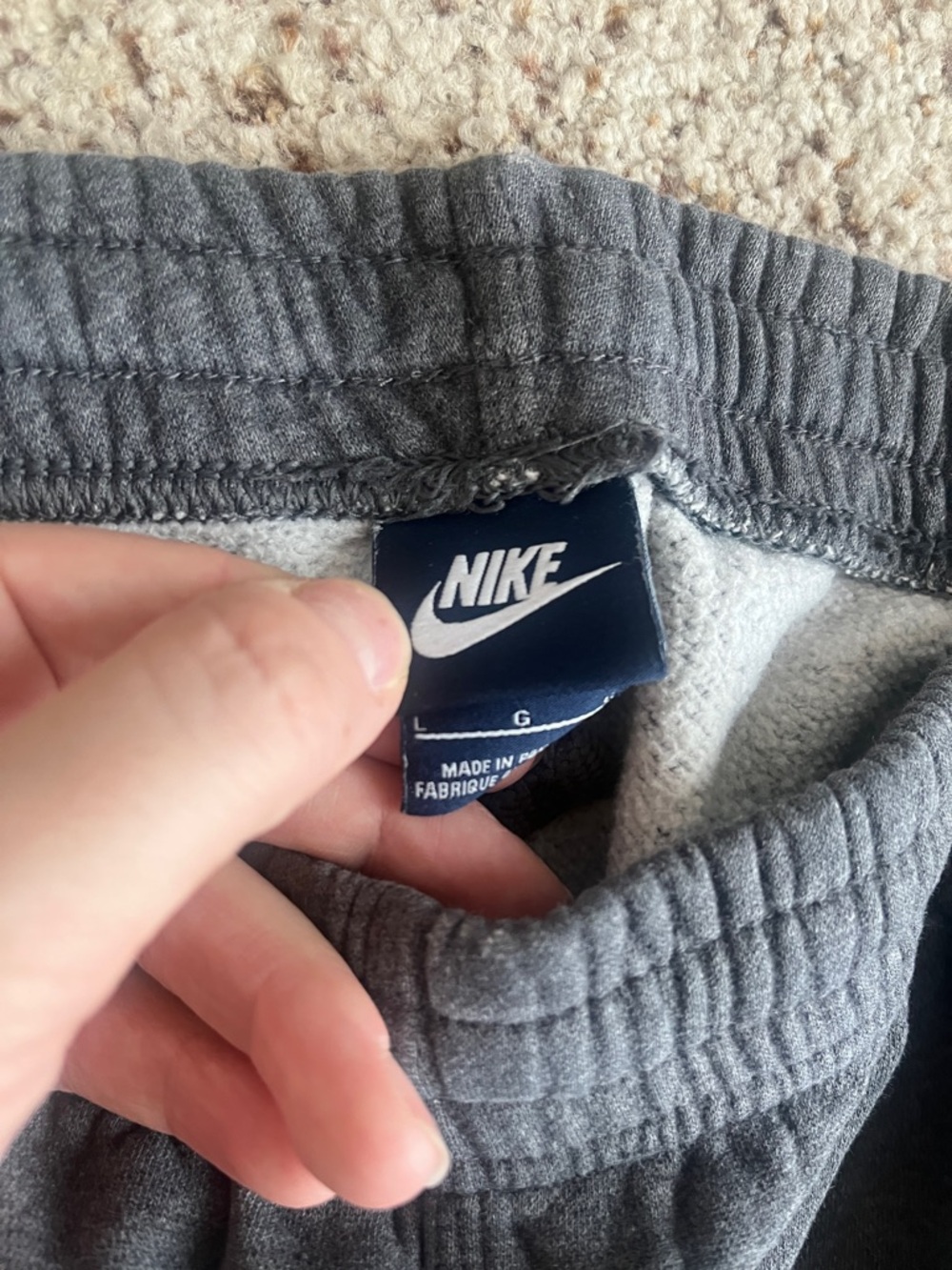 Nike mens Gray Sweatpants with White Swoosh - Picture 3 of 9